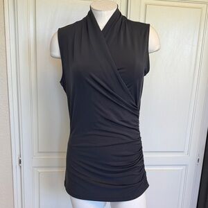 MICHAEL Michael Kors Black Sleeveless Draped Surplice Top